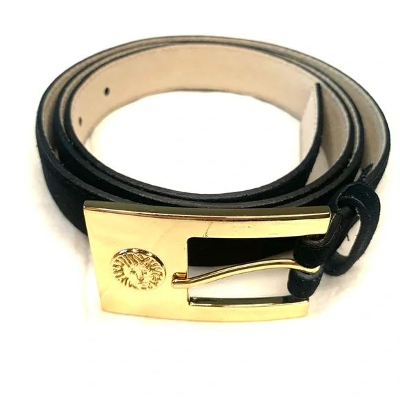 AK Anne Klein suede Leather black belt with gold colour buckle XL - Picture 9 of 9